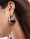【送料無料】 エイソス レディース ピアス・イヤリング アクセサリー ASOS DESIGN hoop earrings with molten square detail in silver tone Silver