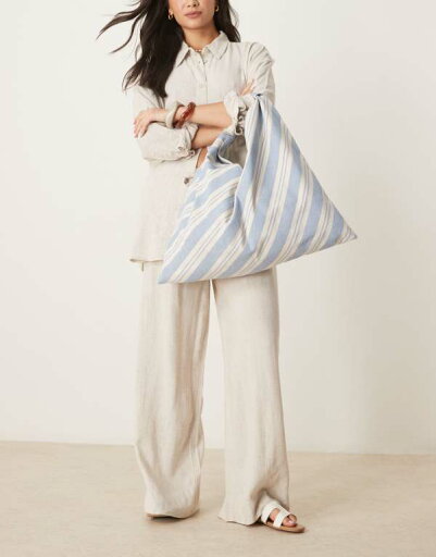 【送料無料】 エイソス レディース トートバッグ バッグ ASOS DESIGN striped trapeze tote bag in blue BLUE 【送料無料】 エイソス レディース トートバッグ バッグ ASOS DESIGN striped trapeze tote bag in blue BLUE
