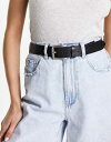 【送料無料】 ピーシーズ レディース ベルト アクセサリー Pieces leather buckle belt in black Black