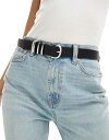 【送料無料】 ピーシーズ レディース ベルト アクセサリー Pieces silver buckle belt in black BLACK SILVER