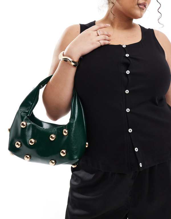 ̵ ޥ饹 ǥ ϥɥХå Хå Glamorous studded mini grab bag in green...