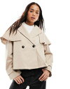 【送料無料】 ミスセルフフリッジ レディース コート アウター Miss Selfridge cropped cape trench in stone STON...