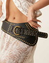 【送料無料】 エイソス レディース ベルト アクセサリー ASOS DESIGN low waist wide belt with studs in black...