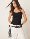 【送料無料】 エイソス レディース ベルト アクセサリー ASOS DESIGN macrame belt in black Black