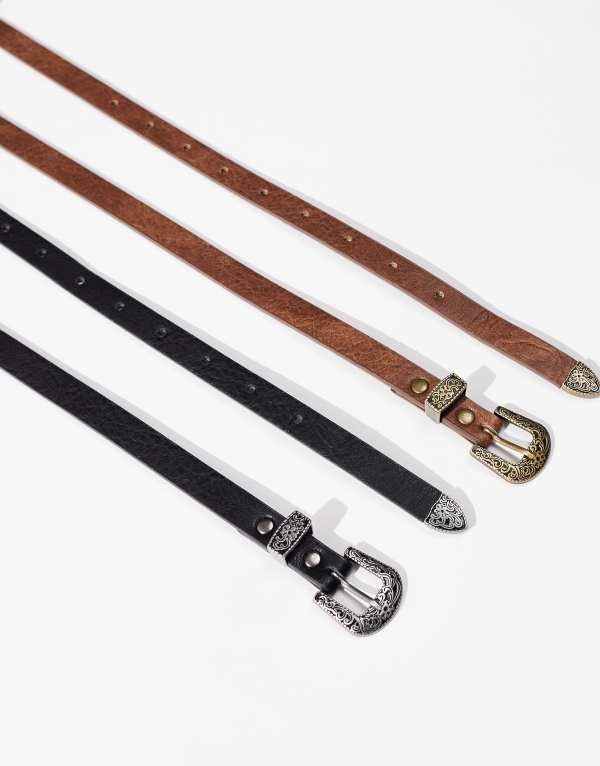 【送料無料】 エイソス レディース ベルト アクセサリー ASOS DESIGN 2-pack western waist and hip jeans belts multi