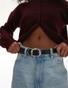 【送料無料】 マンゴ レディース ベルト アクセサリー Mango round buckle belt in black Black