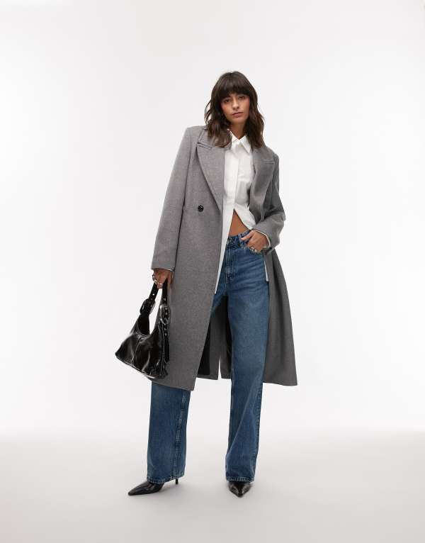 【送料無料】 マンゴ レディース コート アウター Mango tailored wool mix coat in gray Gray