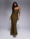 【送料無料】 エイソス レディース ワンピース トップス ASOS DESIGN embellished cami strap drape bodice max...