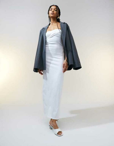 【送料無料】 エイソス レディース ワンピース トップス ASOS DESIGN bandeau with twist bust detail midaxi dress in white White 【送料無料】 エイソス レディース ワンピース トップス ASOS DESIGN bandeau with twist bust detail midaxi dress in white White