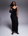 【送料無料】 エイソス レディース ワンピース トップス ASOS DESIGN ribbed cami maxi dress with lace trim i...