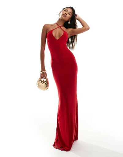 【送料無料】 ファッションキラ レディース ワンピース トップス Fashionkilla slinky double layered cami wrap bust maxi dress in red RED 【送料無料】 ファッションキラ レディース ワンピース トップス Fashionkilla slinky double layered cami wrap bust maxi dress in red RED