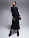 【送料無料】 エイソス レディース ワンピース トップス ASOS DESIGN ruched tie side rib midi dress in black...
