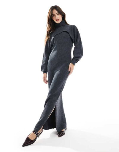 【送料無料】 ピーシーズ レディース ワンピース トップス Pieces knit racer neck bodycon maxi dress in charcoal - part of a set CHARCOAL 【送料無料】 ピーシーズ レディース ワンピース トップス Pieces knit racer neck bodycon maxi dress in charcoal - part of a set CHARCOAL