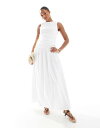 フォース&レックレス レディース トップス ワンピース WHITE 4th & Reckless ruched poplin sleeveless drop waist maxi dress in white