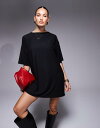 【送料無料】 エイソス レディース ワンピース トップス ASOS DESIGN ribbed T shirt mini dress in black Blac...