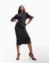 【送料無料】 エイソス レディース ワンピース トップス ASOS DESIGN denim midi dress in washed black WASHED BLACK|詳細画像