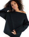 【送料無料】 エイソス レディース パーカー・スウェット アウター ASOS DESIGN scuba slash neck long sleeve sweatshirt in black Black(4)