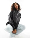 【送料無料】 エイソス レディース パーカー・スウェット アウター ASOS DESIGN faux leather high neck sweatshirt in black pu BLACK PU
