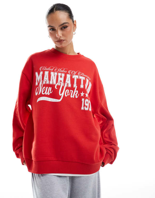 ̵  ǥ ѡå  ASOS DESIGN oversized sweatshirt wit...
