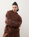【送料無料】 コルージョン レディース パーカー・スウェット アウター COLLUSION heavyweight logo hoodie BROWN