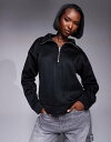 【送料無料】 エイソス レディース パーカー・スウェット アウター ASOS DESIGN quilted half zip sweat in black Bl...