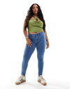【送料無料】 オンリーカーブ レディース デニムパンツ ボトムス ONLY Curve push-up skinny jeans in mid blue Medium blue(4)