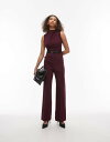 【送料無料】 マンゴ レディース ジャンプスーツ トップス Mango high neck belted jumpsuit in red RED