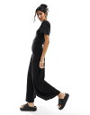 【送料無料】 エイソス レディース ジャンプスーツ トップス ASOS DESIGN ruched side jumpsuit with wide leg in...
