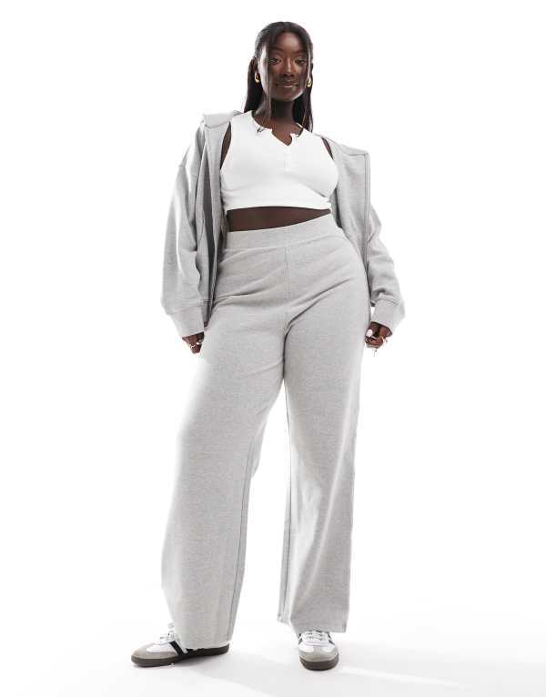【送料無料】 エイソス レディース カジュアルパンツ ボトムス ASOS DESIGN Curve supersoft wide leg sweatpants in gray heather - part of a set Gray Heather