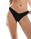 【送料無料】 コットンオン レディース ブリーフパンツ アンダーウェア Cotton On v waist cotton pointelle bikini briefs in black BLACK POINTELLE(4)