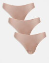 【送料無料】 エイソス レディース ブリーフパンツ アンダーウェア ASOS DESIGN 3-pack no-VPL & lace thongs in min...