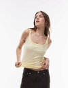 【送料無料】 トップショップ レディース Tシャツ トップス Topshop skinny strap scoop ribbed tank top in buttermilk Buttermilk(4)