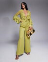 【送料無料】 エイソス レディース ジャンプスーツ トップス ASOS DESIGN long sleeve ruffle jumpsuit with tie ...