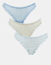 【送料無料】 エイソス レディース ブリーフパンツ アンダーウェア ASOS DESIGN 3-pack mesh scrunch thongs in yell...