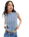 【送料無料】 エイソス レディース タンクトップ トップス ASOS DESIGN laundered cable knit tank top in blue ...