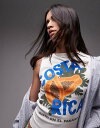 【送料無料】 トップショップ レディース ベスト トップス Topshop graphic Costa Rica tank top in ecru ECRU