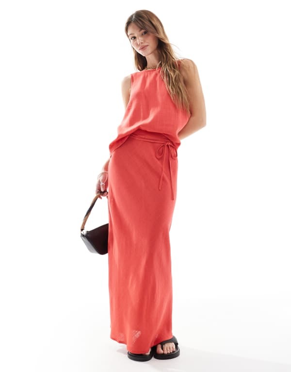 【送料無料】 エイソス レディース スカート ボトムス ASOS DESIGN linen blen