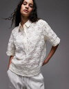 【送料無料】 マンゴ レディース シャツ トップス Mango daisy crochet short sleeve top in white WHITE