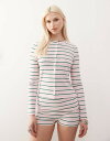 【送料無料】 コルージョン レディース ニット・セーター アウター COLLUSION striped cardigan in pink Pink Stripe