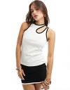 【送料無料】 セレクティッド レディース ベスト トップス Selected Femme asymmetric tank top with black bind...