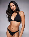【送料無料】 エイソス レディース ボトムスのみ 水着 ASOS DESIGN Tayla tanga bikini with gold bead trim bottom in black Black(4)