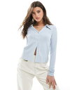 【送料無料】 ピーシーズ レディース ポロシャツ トップス Pieces button front ribbed polo top in Kentucky bl...