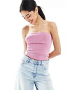 【送料無料】 ベルシュカ レディース シャツ トップス Bershka polyamide bandeau top in light pink PINK(4)