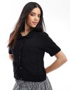 【送料無料】 エイソス レディース カーディガン アウター ASOS DESIGN short sleeved cardigan in black Black