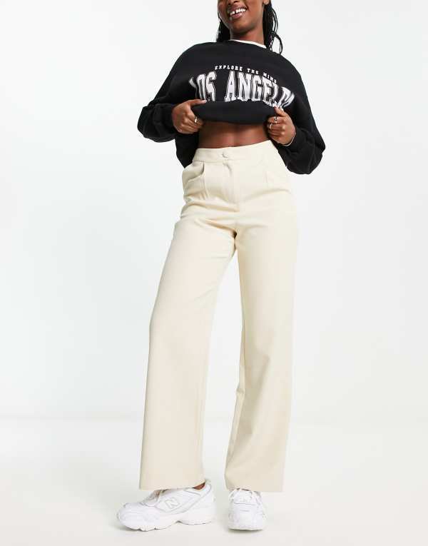 【送料無料】 ミスセルフフリッジ レディース カジュアルパンツ ボトムス Miss Selfridge slouchy dad pant in stone STONE