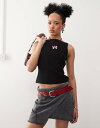 【送料無料】 コルージョン レディース ベスト トップス COLLUSION slash neck ribbed tank top in black Black