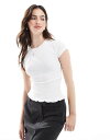 【送料無料】 コットンオン レディース シャツ トップス Cotton On pia shirred short sleeve top in white WHITE(4)