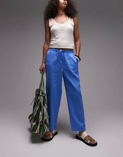 【送料無料】 マンゴ レディース カジュアルパンツ ボトムス Mango tie waist linen pants in light blue LIGHT BLUE 【送料無料】 マンゴ レディース カジュアルパンツ ボトムス Mango tie waist linen pants in light blue LIGHT BLUE