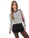 【送料無料】 オンリー レディース カーディガン アウター ONLY cropped knitted cardigan in black and white s...