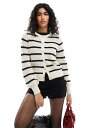 【送料無料】 ヴェロモーダ レディース カーディガン アウター Vero Moda cotton knit striped cardigan in cream ...